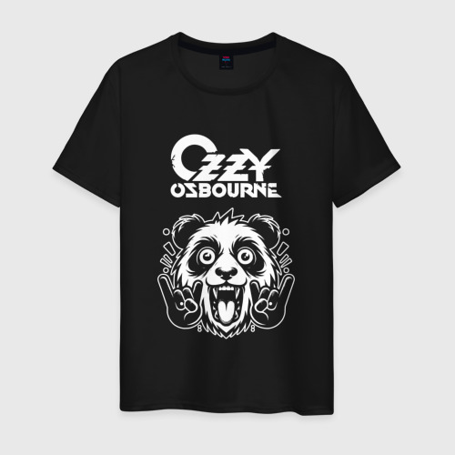 Мужская футболка хлопок Ozzy Osbourne rock panda, цвет черный