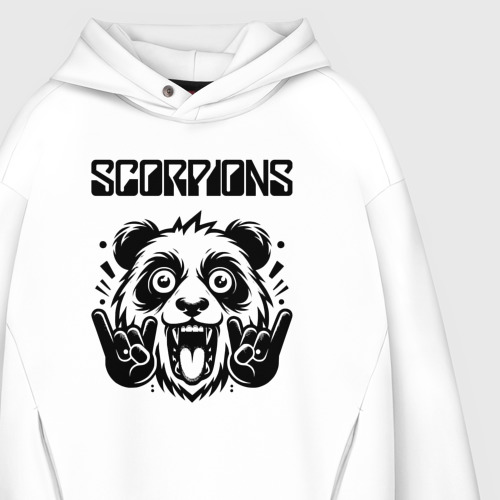 Мужское худи Oversize хлопок Scorpions - rock panda, цвет белый - фото 4