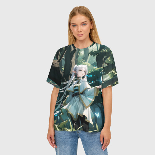 Женская футболка oversize 3D Sousou no Frieren Фрирен butterfly - фото 3