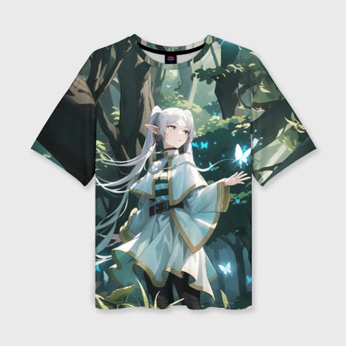 Женская футболка oversize 3D Sousou no Frieren Фрирен butterfly