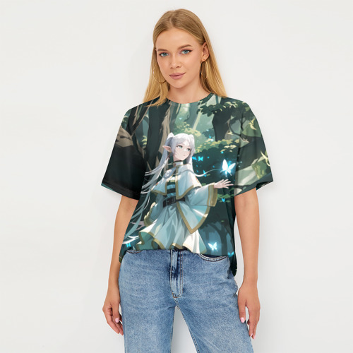 Женская футболка oversize 3D Sousou no Frieren Фрирен butterfly - фото 5