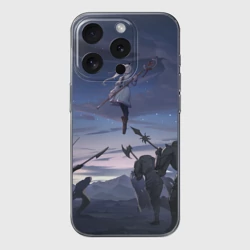 Чехол для iPhone 15 Pro силиконовый с защитой камеры Sousou no Frieren Фрирен battle