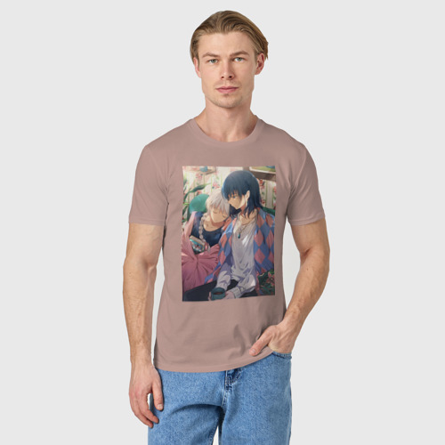 Мужская футболка хлопок Хаул Софи Ходячий замок, цвет пыльно-розовый - фото 3