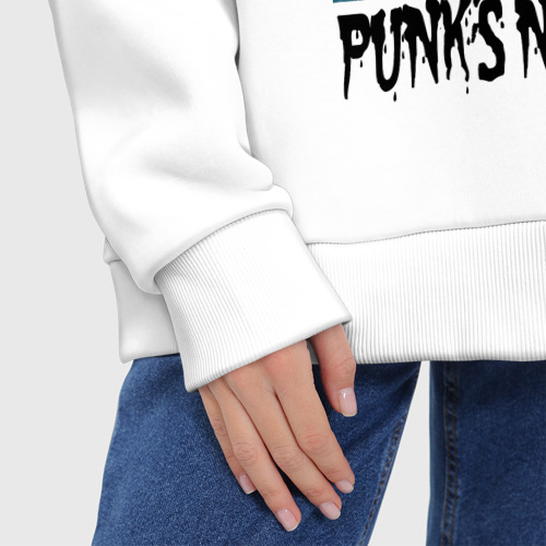 Женское худи Oversize хлопок Punk's not dead - Barbie, цвет белый - фото 8