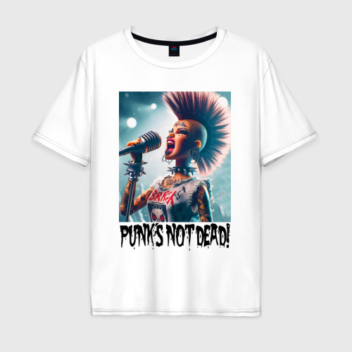 Мужская футболка хлопок Oversize с принтом Punk's not dead - Barbie, вид спереди #2