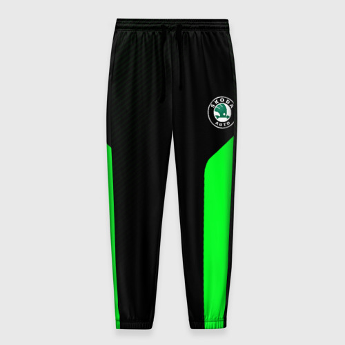 Мужские брюки 3D Skoda pattern sport green, цвет 3D печать