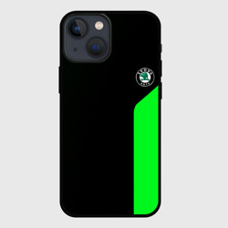 Чехол для iPhone 13 mini Skoda pattern sport green