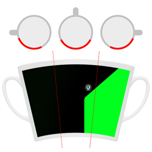 Кружка Латте с принтом Skoda pattern sport green, фото #6
