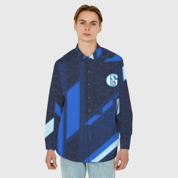 Мужская рубашка oversize 3D Schalke 04 sport geometry - фото 2