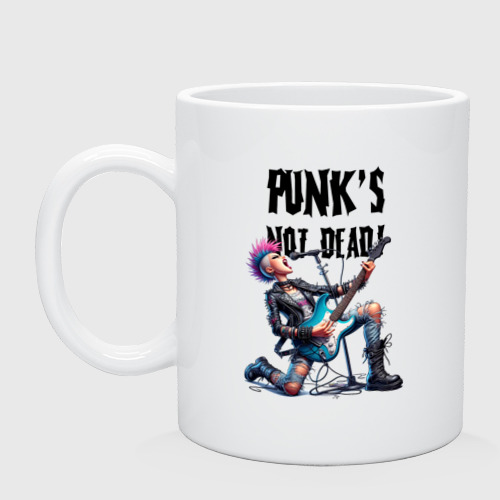 Кружка керамическая Punk's not dead - slogan ai art, цвет белый