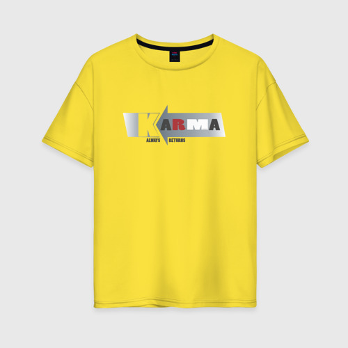 Женская футболка хлопок Oversize с принтом Стрелка кармы - karma, вид спереди #2