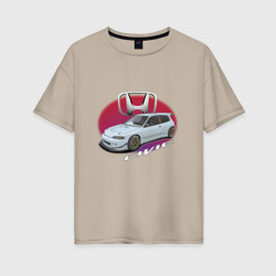 Женская футболка хлопок Oversize Honda Civic JDM