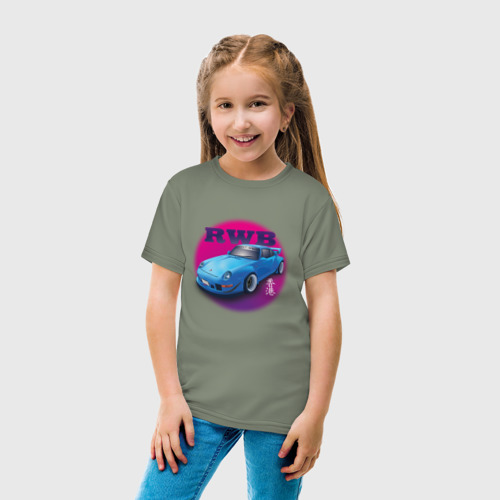 Детская футболка хлопок Porsche RWB, цвет авокадо - фото 5
