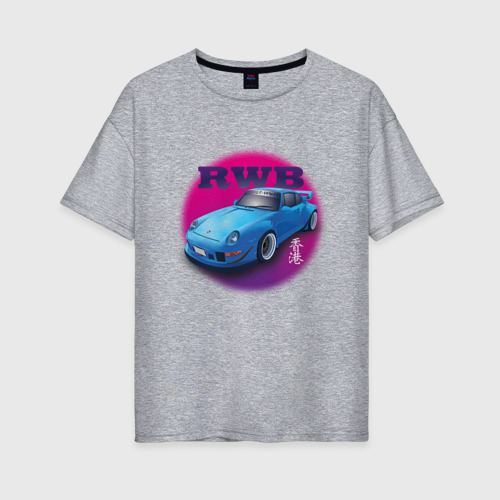 Женская футболка хлопок Oversize Porsche RWB, цвет меланж
