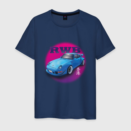 Мужская футболка хлопок Porsche RWB, цвет темно-синий