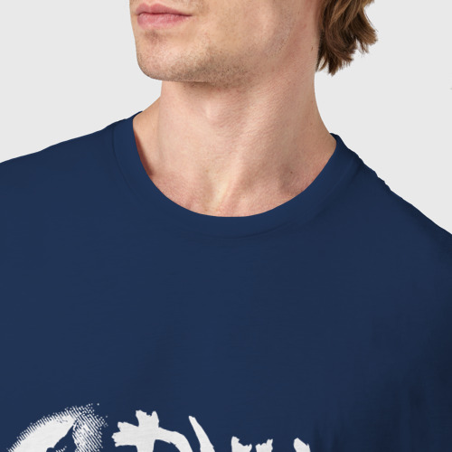 Мужская футболка хлопок Взгляд зомби зудящий вкусный - ироглифа перевод, цвет темно-синий - фото 6