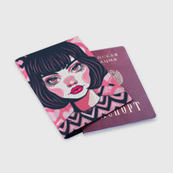 Обложка для паспорта матовая кожа Красотка с сердечками - фото 2