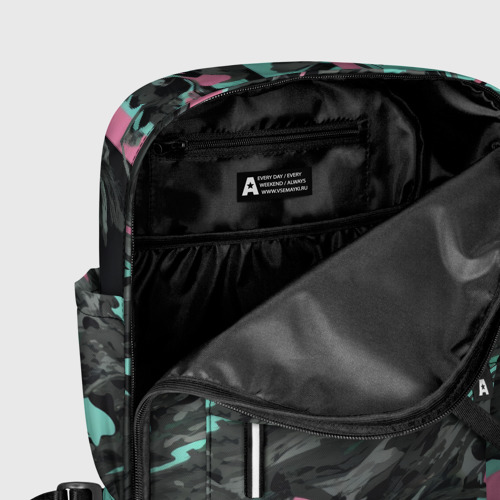 Женский рюкзак 3D с принтом Бирюзово-розовый камуфляж, фото #5