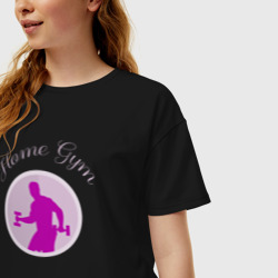 Женская футболка хлопок Oversize Home gym - фото 2