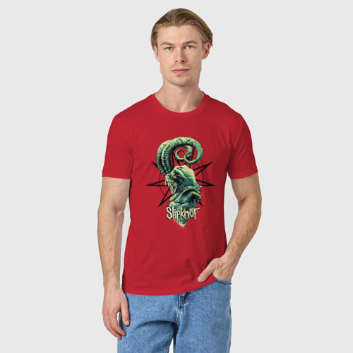 Мужская футболка хлопок Slipknot ram, цвет красный - фото 3