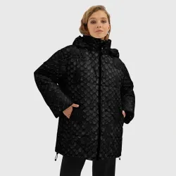 Женская зимняя куртка Oversize Текстура кожи чёрной змеи - фото 2