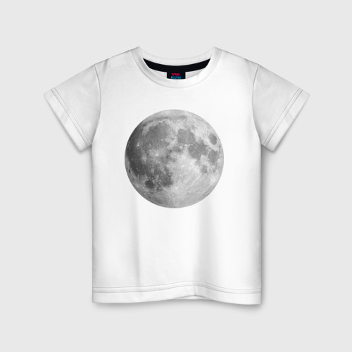 Детская футболка хлопок Настоящая луна, цвет белый