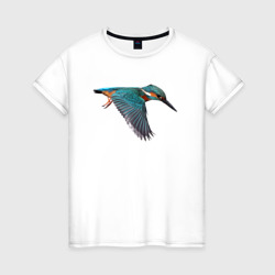 Зимородок летит – Женская футболка хлопок с принтом купить со скидкой в -20%