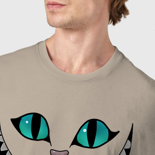 Мужская футболка хлопок Улыбка кота Чешира, цвет миндальный - фото 6