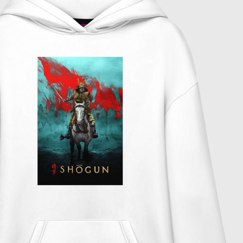 Худи SuperOversize хлопок Сегун на коне shogun, цвет белый - фото 3