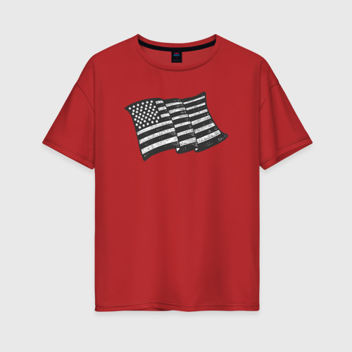 Женская футболка хлопок Oversize Стиль США, цвет красный