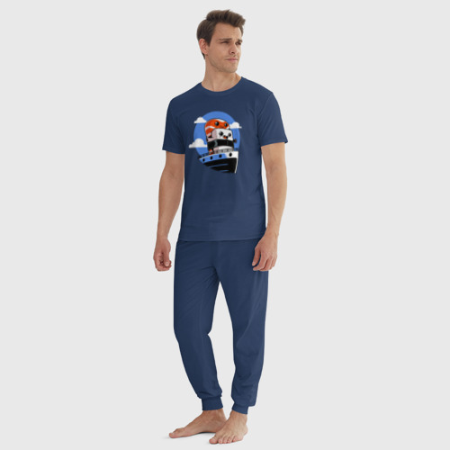 Мужская пижама хлопок Вкусная суши-любовь на Титанике, цвет темно-синий - фото 5
