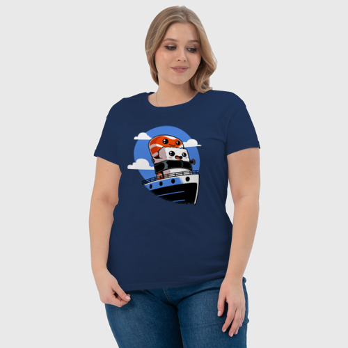 Женская футболка хлопок Вкусная суши-любовь на Титанике, цвет темно-синий - фото 6