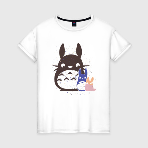 Женская футболка из хлопка с принтом Малыши Тоторо, вид спереди №1