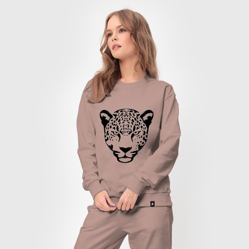 Женский костюм хлопок Leopard face black, цвет пыльно-розовый - фото 5