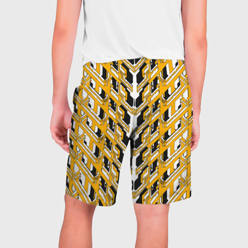 Мужские шорты 3D с принтом Жёлтая техно броня, вид сзади #1