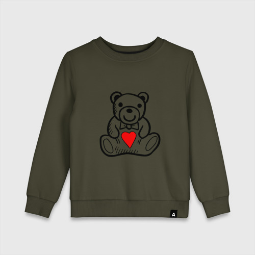 Детский свитшот хлопок Smile bear heart, цвет хаки