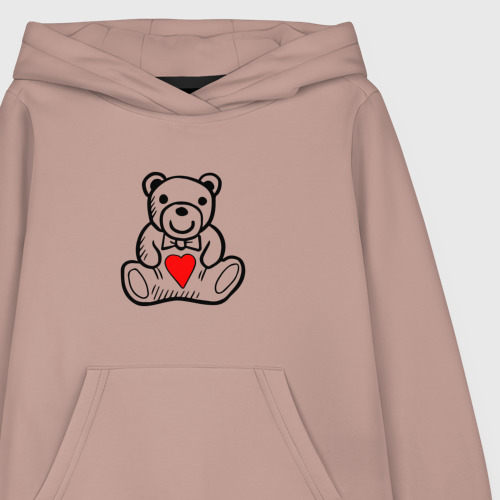 Детская толстовка хлопок Smile bear heart, цвет пыльно-розовый - фото 3