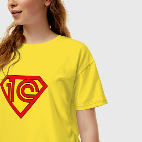 Женская футболка хлопок Oversize Супер 1cмен, цвет желтый - фото 3