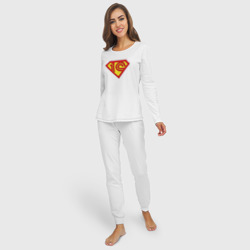 Женская пижама с лонгсливом хлопок Супер 1cмен - фото 2