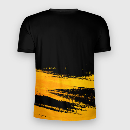 Мужская футболка 3D Slim с принтом Borussia - gold gradient посередине, вид сзади #1