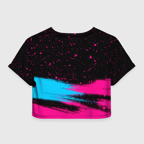 Женская футболка Crop-top 3D Roma - neon gradient посередине, цвет 3D печать - фото 2