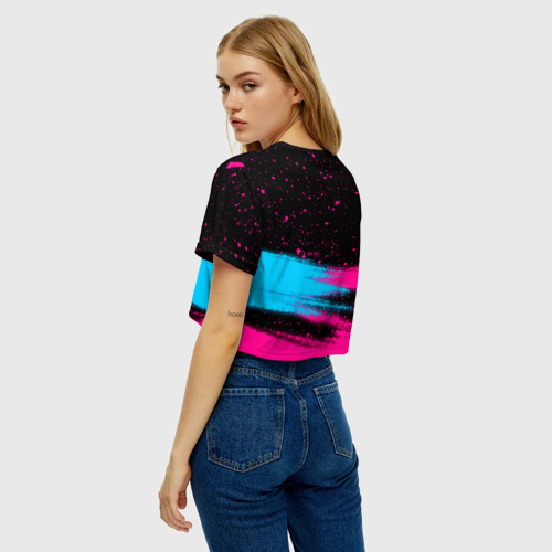 Женская футболка Crop-top 3D Roma - neon gradient посередине, цвет 3D печать - фото 5