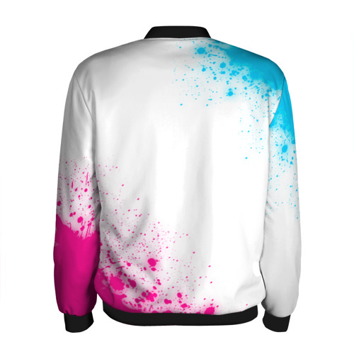 Мужской бомбер 3D Leeds United neon gradient style вертикально, цвет черный - фото 2