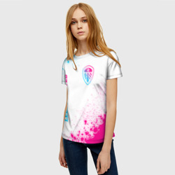 Женская футболка 3D Leeds United neon gradient style вертикально - фото 2