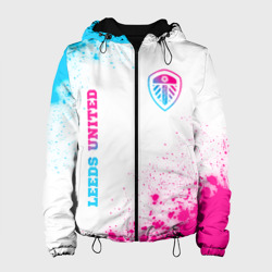 Женская куртка 3D Leeds United neon gradient style вертикально