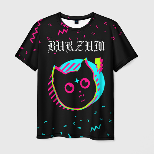 Мужская футболка с принтом Burzum - rock star cat, вид спереди №1