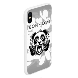 Чехол для iPhone XS Max матовый Bon Jovi рок панда на светлом фоне - фото 2