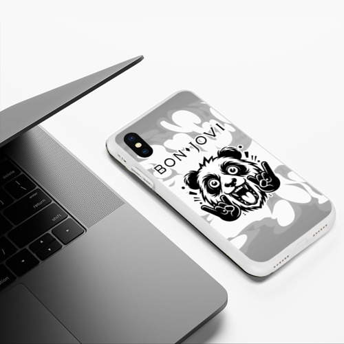 Чехол для iPhone XS Max матовый Bon Jovi рок панда на светлом фоне - фото 5