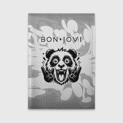 Обложка для автодокументов Bon Jovi рок панда на светлом фоне