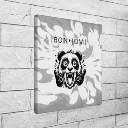 Холст квадратный Bon Jovi рок панда на светлом фоне - фото 2